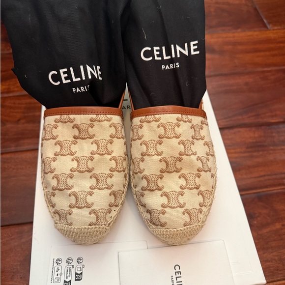 Celine Shoes - Celine Triomphe Canvas and Calfskin Espadrilles